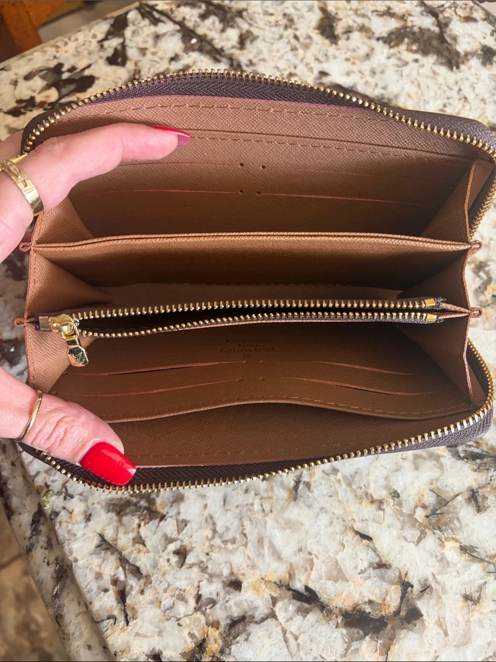 Louis Vuitton Monogram Canvas Zip Wallet in Brown and Gold